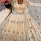 Ivory Peacock Feather Anarkali Gown