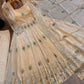 Ivory Peacock Feather Anarkali Gown