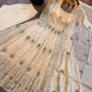 Ivory Peacock Feather Anarkali Gown