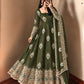 Ivory Peacock Feather Anarkali Gown