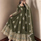 Ivory Peacock Feather Anarkali Gown