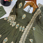 Ivory Peacock Feather Anarkali Gown