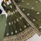 Ivory Peacock Feather Anarkali Gown
