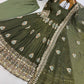 Ivory Peacock Feather Anarkali Gown