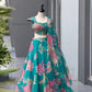 Yellow & Teal Floral Organza Lehenga with Batwa