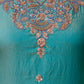 Aqua Green Satin Silk Kurta Set with Bead Work