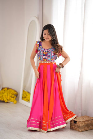 Pink Orange Gota Patti Lehenga Choli Set