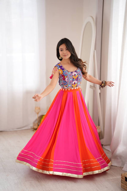 Pink Orange Gota Patti Lehenga Choli Set