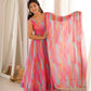 Watercolor Print Mirror Anarkali