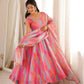 Watercolor Print Mirror Anarkali