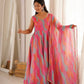 Watercolor Print Mirror Anarkali