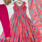 Watercolor Print Mirror Anarkali