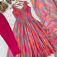 Watercolor Print Mirror Anarkali