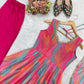 Watercolor Print Mirror Anarkali