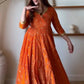Orange Vichitra Silk Anarkali Lehenga Set