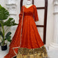 Orange Vichitra Silk Anarkali Lehenga Set