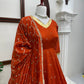 Orange Vichitra Silk Anarkali Lehenga Set