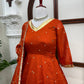 Orange Vichitra Silk Anarkali Lehenga Set