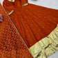 Orange Vichitra Silk Anarkali Lehenga Set