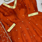 Orange Vichitra Silk Anarkali Lehenga Set