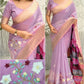 Lavender Tussar Cotton Embroidered Saree