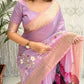 Lavender Tussar Cotton Embroidered Saree