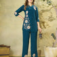 Floral Embroidered Rayon Co-ord