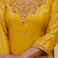 Aqua Green Satin Silk Kurta Set with Bead Work