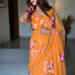 Orange Ruffle Lehenga Saree with Dupatta