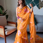 Orange Ruffle Lehenga Saree with Dupatta