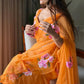 Orange Ruffle Lehenga Saree with Dupatta
