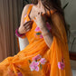 Orange Ruffle Lehenga Saree with Dupatta