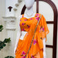 Orange Ruffle Lehenga Saree with Dupatta