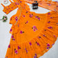 Orange Ruffle Lehenga Saree with Dupatta