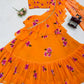 Orange Ruffle Lehenga Saree with Dupatta