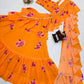 Orange Ruffle Lehenga Saree with Dupatta