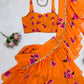 Orange Ruffle Lehenga Saree with Dupatta