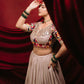 Ivory Mulmul Cotton Lehenga with Mirror Work