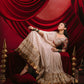 Ivory Mulmul Cotton Lehenga with Mirror Work