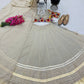 Ivory Mulmul Cotton Lehenga with Mirror Work