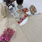 Ivory Mulmul Cotton Lehenga with Mirror Work