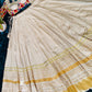 Ivory Mulmul Cotton Lehenga with Mirror Work