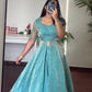Aqua Front Slit Anarkali Palazzo Set