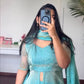 Aqua Front Slit Anarkali Palazzo Set