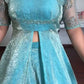 Aqua Front Slit Anarkali Palazzo Set