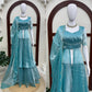 Aqua Front Slit Anarkali Palazzo Set