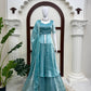 Aqua Front Slit Anarkali Palazzo Set