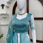 Aqua Front Slit Anarkali Palazzo Set