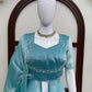 Aqua Front Slit Anarkali Palazzo Set