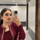 Maroon Mirror Work Kurta Palazzo Set